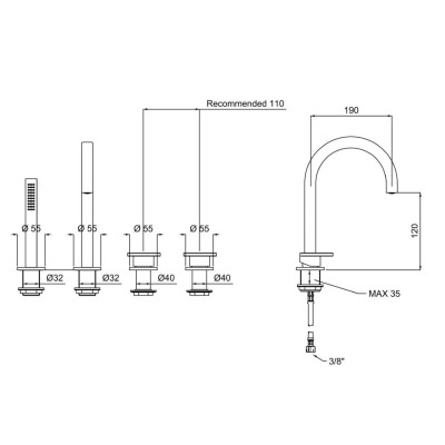 QD MagistroLab Magistro Lab Smile iš vonios krašto montuojamas maišytuvas