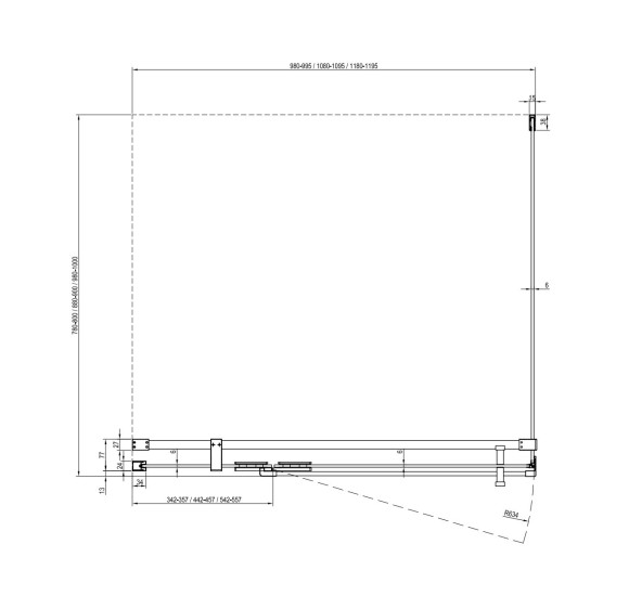 Ravak Dušo kabina Cool! COSD2 + COPS, skaidrus stiklas