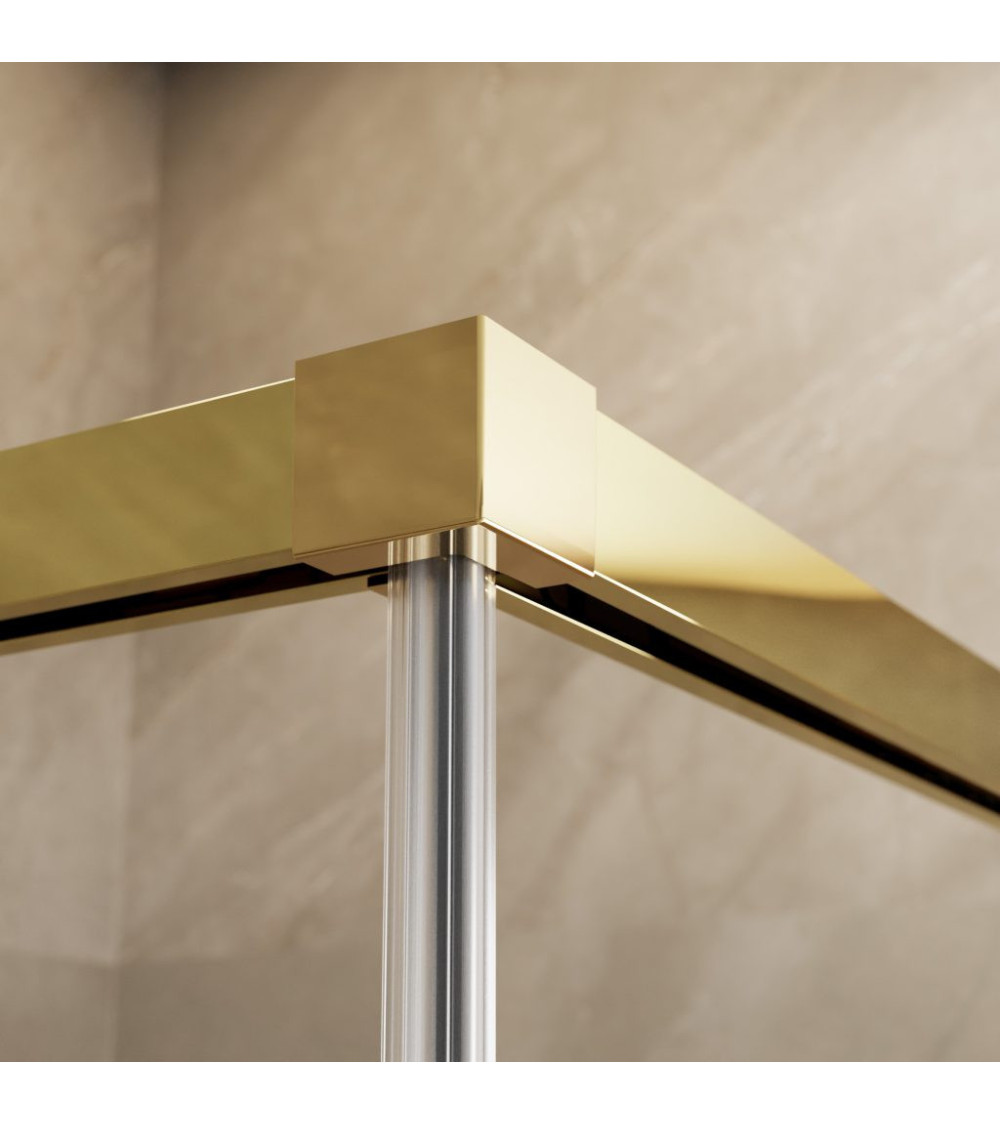 Radaway Idea KDD kampinė dušo kabina 90x90cm, aukso spalvos profiliai, skaidrus stiklas