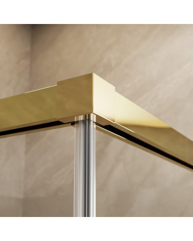 Radaway Idea KDD kampinė dušo kabina 90x90cm, aukso spalvos profiliai, skaidrus stiklas