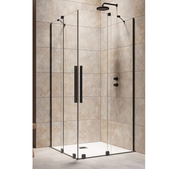 Radaway Furo KDD 90x90x200cm kampinė dušo kabina, juodi profiliai, skaidrus stiklas