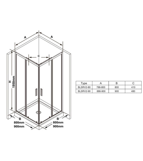 RAVAK Blix Slim dušo kabina Ravak 90x90cm,pasirinkite profilių spalvą