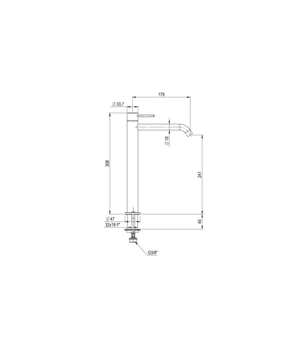 QD MagistroLab aukštas praustuvo maišytuvas Trek 67, nerūdijančio plieno