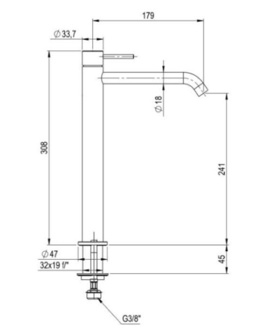QD MagistroLab aukštas praustuvo maišytuvas Trek 67, nerūdijančio plieno