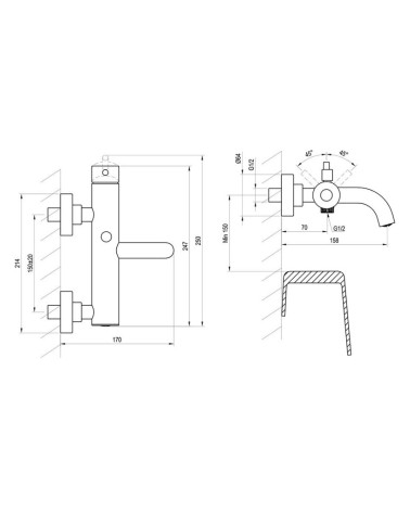 Ravak Espirit sieninis vonios/dušo maišytuvas 150 mm, be dušo komplekto, pasirinkite spalvą