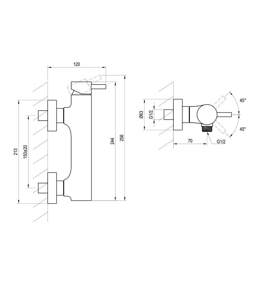 Ravak Espirit sieninis dušo maišytuvas 155 mm, be dušo komplekto, pasirinkite spalvą
