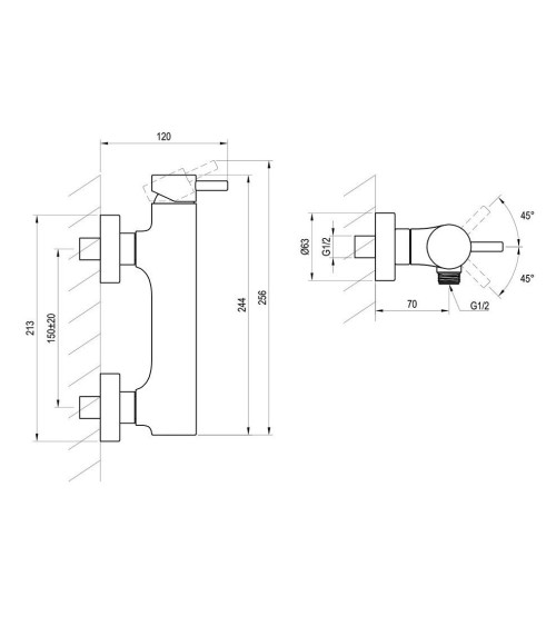 Ravak Espirit sieninis dušo maišytuvas 155 mm, be dušo komplekto, pasirinkite spalvą