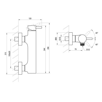 Ravak Espirit sieninis dušo maišytuvas 155 mm, be dušo komplekto, pasirinkite spalvą