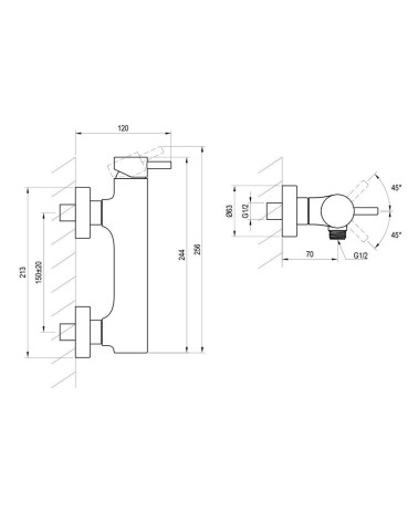 Ravak Espirit sieninis dušo maišytuvas 155 mm, be dušo komplekto, pasirinkite spalvą