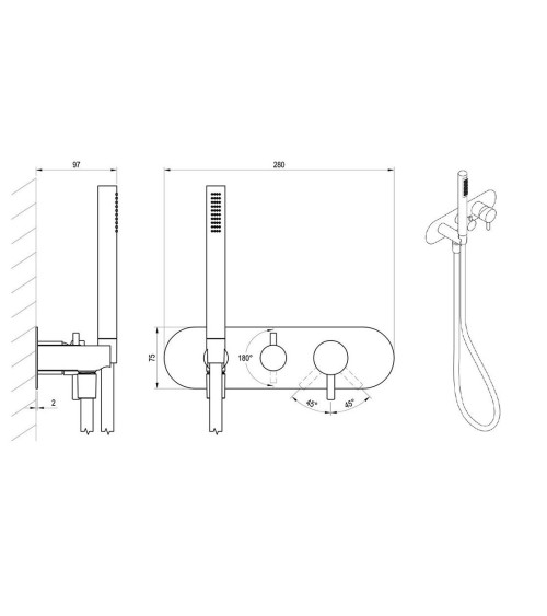 Ravak Espirit potinkinis maišytuvas, 2 krypčių be korpuso, su komplektu, pasirinkite spalvą
