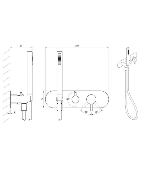 Ravak Espirit potinkinis maišytuvas, 2 krypčių be korpuso, su komplektu, pasirinkite spalvą