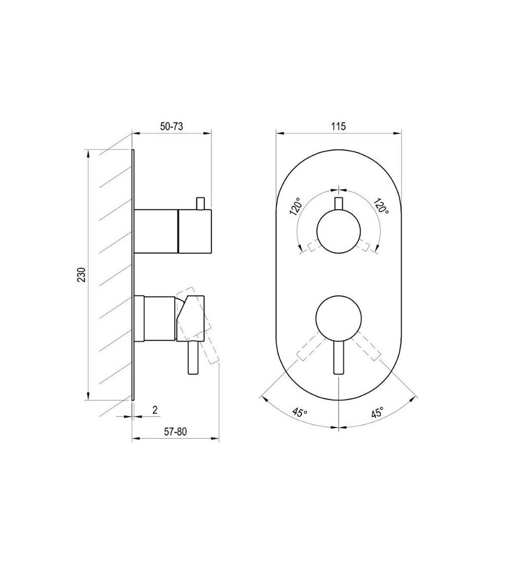 Ravak Espirit potinkinis maišytuvas, 3 krypčių be korpuso, su jungikliu, pasirinkite spalvą