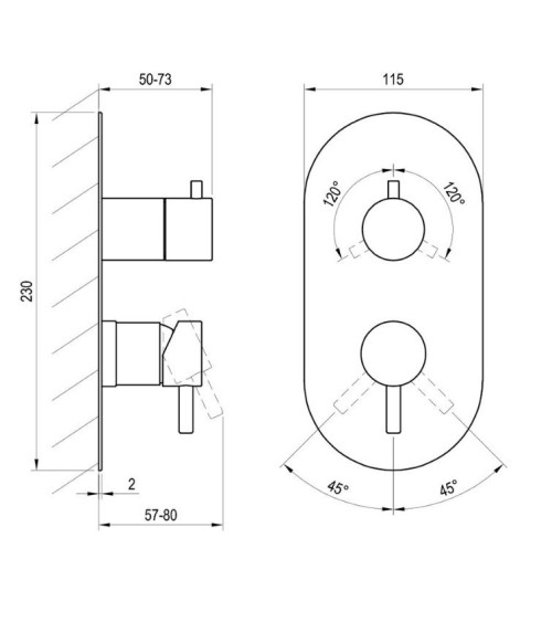 Ravak Espirit potinkinis maišytuvas, 3 krypčių be korpuso, su jungikliu, pasirinkite spalvą