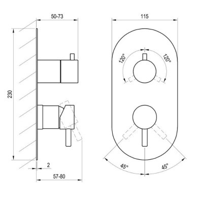 Ravak Espirit potinkinis maišytuvas, 3 krypčių be korpuso, su jungikliu, pasirinkite spalvą