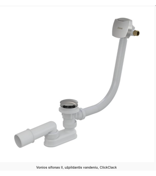 Ravak 570 II, vonios sifonas, užpildantis vandeniu, click - clack, chromas