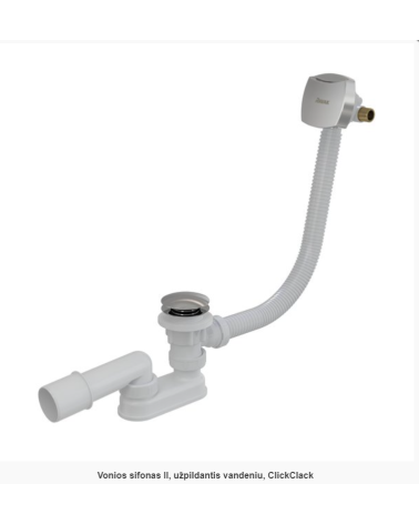 Ravak 800 II, vonios sifonas, užpildantis vandeniu, click - clack, chromas