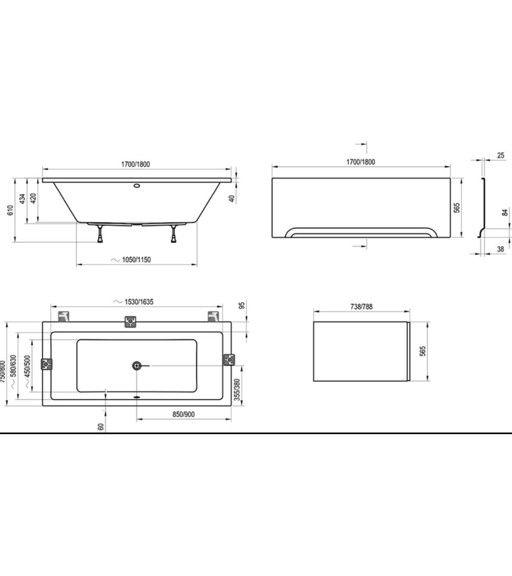 Ravak Formy 01180x80 cm, stačiakampė vonia, akrilas