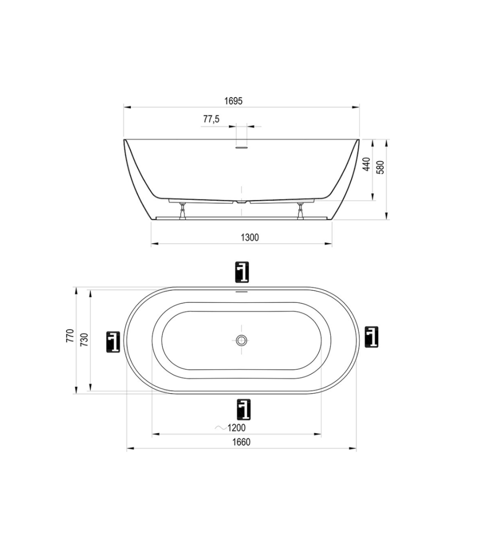 Ravak Freedom O Tec vonia, 1700 x770 mm, akrilinė, laisvai pastatoma, baltos spalvos