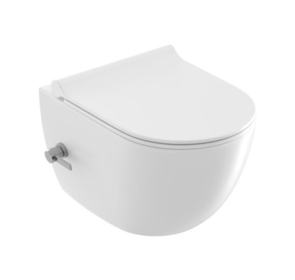 Ravak Uni Chrome RimOff bidė tualetas, su integruotu bidė antgaliu ir svirtiniu maišytuvu, baltos spalvos