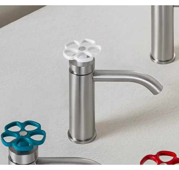 QD MagistroLab Flora 63 praustuvo maišytuvas, nikelio spalva, pasirinkite maišytuvo rankenėlės spalvą