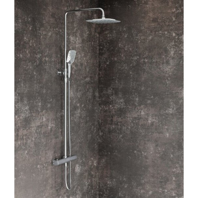 RAVAK F 091.00CR Dušo stovas 10° Free su termostatiniu maišytuvu ir dušo komplektu, reguliuojamo aukščio, pasirinkite spalvą