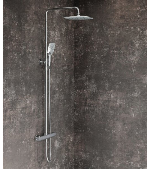 RAVAK F 091.00CR Dušo stovas 10° Free su termostatiniu maišytuvu ir dušo komplektu, reguliuojamo aukščio, pasirinkite spalvą