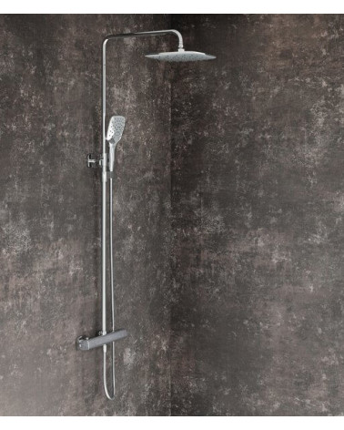 RAVAK F 091.00CR Dušo stovas 10° Free su termostatiniu maišytuvu ir dušo komplektu, reguliuojamo aukščio, pasirinkite spalvą