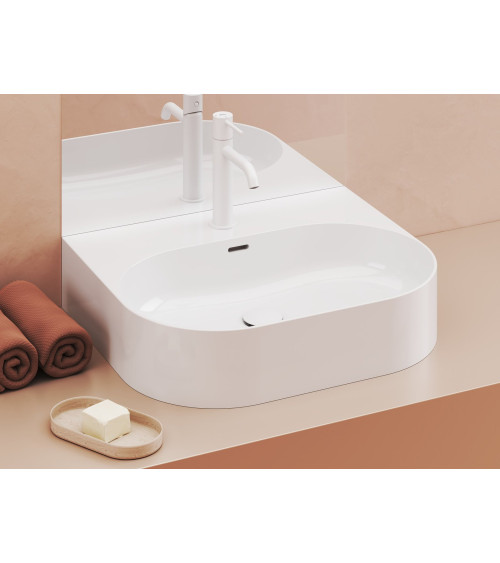 Ravak keraminis praustuvas Ceramic Slim O Wall, su anga perpildymui, baltos blizgios spalvos