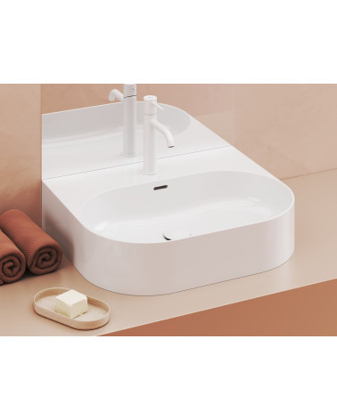 Ravak keraminis praustuvas Ceramic Slim O Wall, su anga perpildymui, baltos blizgios spalvos