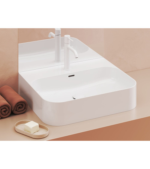 Ravak keraminis praustuvas Ceramic Slim R Wall, su anga perpildymui, baltos blizgios spalvos