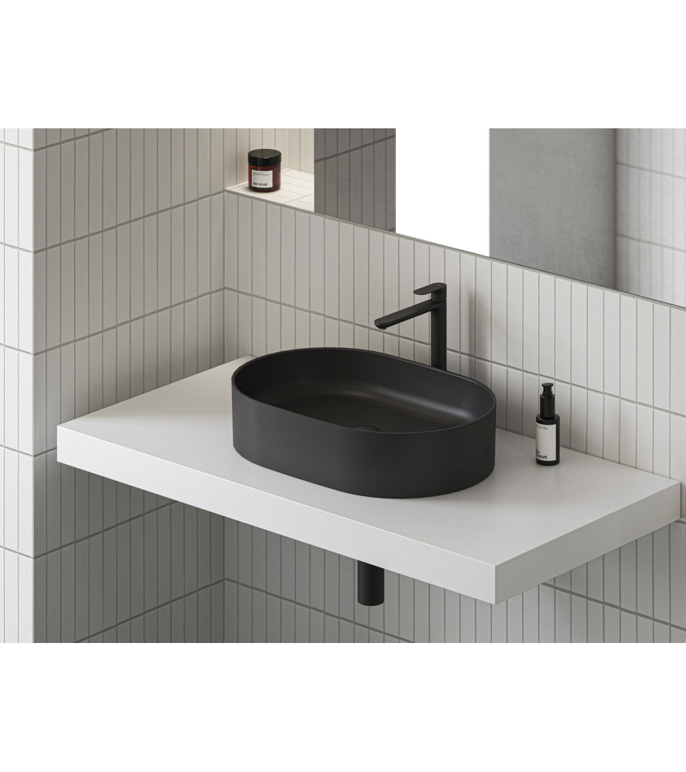 Ravak keraminis praustuvas Ceramic Slim O, be angos perpildymui, antracito matinės spalvos