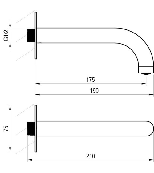 Ravak Espirit potinkinis vonios maišytuvo snapas, 175 mm (pasirenkama spalva)