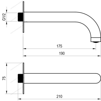 Ravak Espirit potinkinis vonios maišytuvo snapas, 175 mm (pasirenkama spalva)