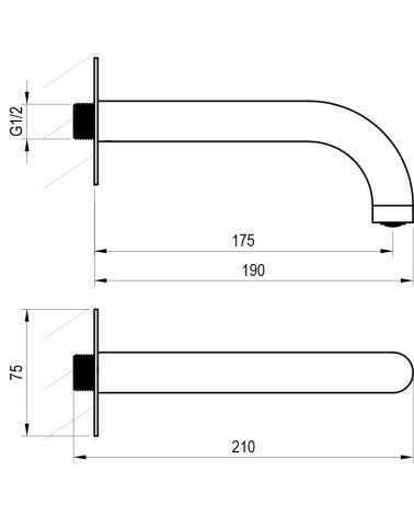 Ravak Espirit potinkinis vonios maišytuvo snapas, 175 mm (pasirenkama spalva)