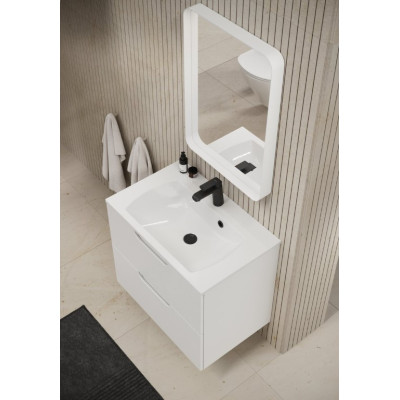 Ravak Strip stačiakampis veidrodis su plonu baltos spalvos rėmu ir LED apšvietimu