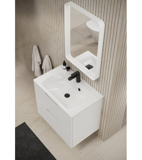 Ravak Strip stačiakampis veidrodis su plonu baltos spalvos rėmu ir LED apšvietimu