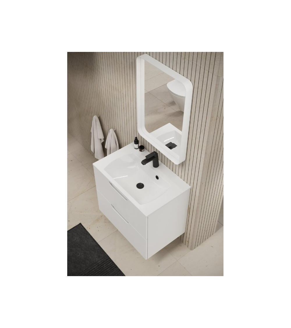 Ravak Strip stačiakampis veidrodis su plonu baltos spalvos rėmu ir LED apšvietimu