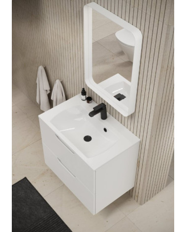 Ravak Strip stačiakampis veidrodis su plonu baltos spalvos rėmu ir LED apšvietimu