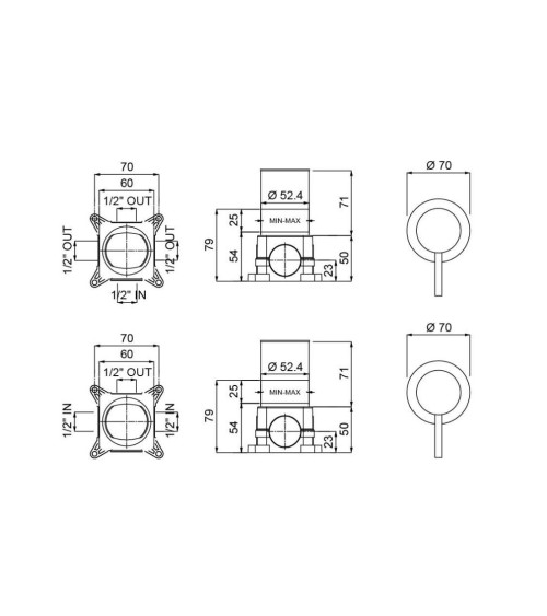 QD MagistroLab Curvy potinkinis vonios/dušo maišytuvas, be potinkinės dėžutės