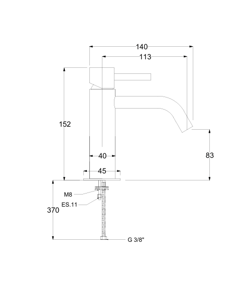 QD MagistroLab CURVY praustuvo maišytuvas su click-clack dugno vožtuvu