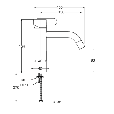 QD MagistroLab Swing 59 bidė maišytuvas su dugno vožtuvu