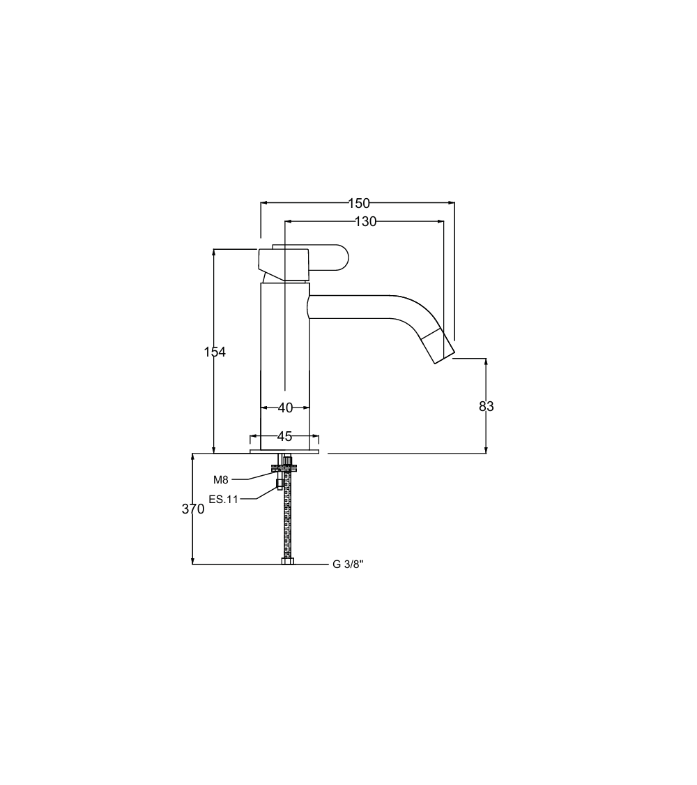 QD MagistroLab Swing 59 bidė maišytuvas su dugno vožtuvu