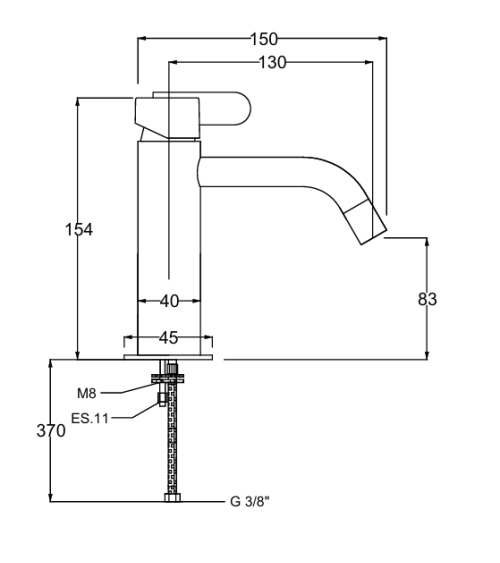 QD MagistroLab Swing 59 bidė maišytuvas su dugno vožtuvu