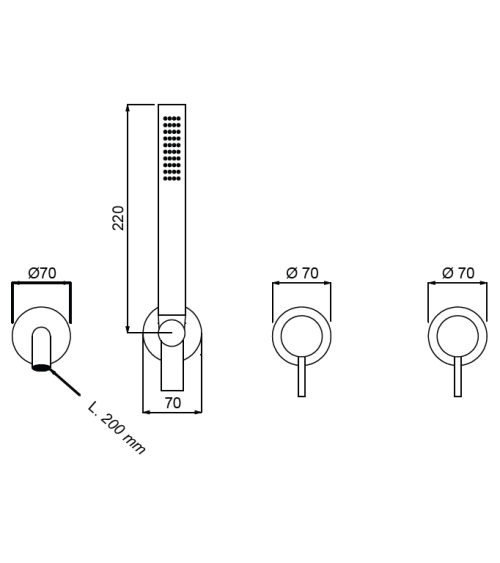 QD MagistroLab Curvy 65 4-ių dalių vonios maišytuvo komplektas (pasirinkite spalvą)