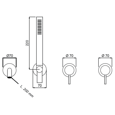 QD MagistroLab Curvy 65 4-ių dalių vonios maišytuvo komplektas (pasirinkite spalvą)