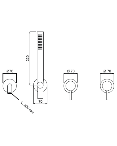 QD MagistroLab Curvy 65 4-ių dalių vonios maišytuvo komplektas (pasirinkite spalvą)