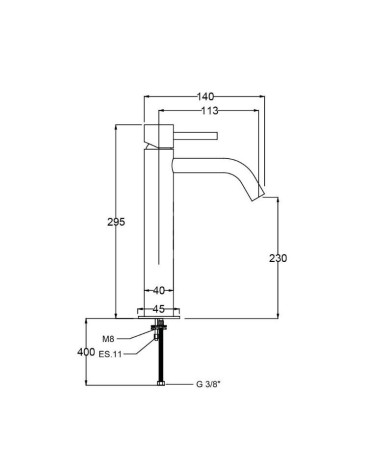 QD MagistroLab Curvy aukštas maišytuvas praustuvui