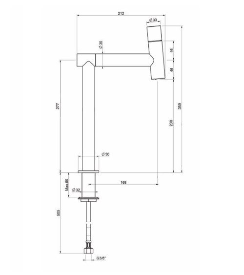 QD MagistroLab Hammer aukštas praustuvo maišytuvas (pasirinkite spalvą)