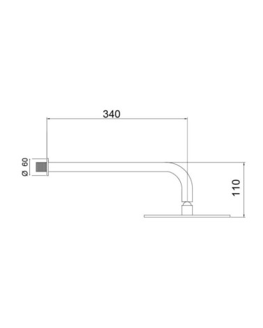 QD MagistroLab stacionari dušo galva su 34cm sieniniu laikikliu