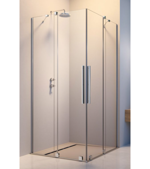 IŠPARDAVIMAS. Radaway Furo KDD 100x90x200cm kampinė dušo kabina, chromo profiliai, skaidrus stiklas